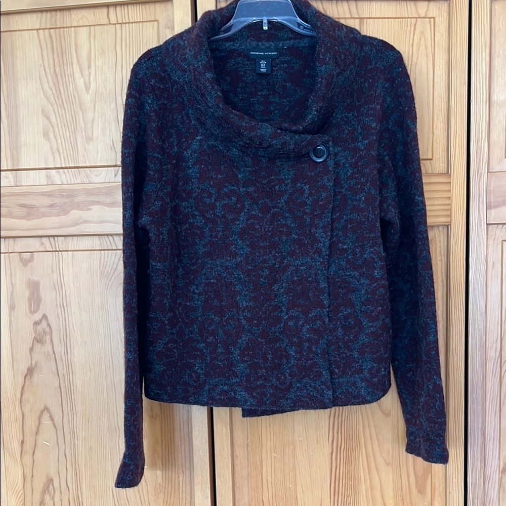 Adrienne Vittadini Burgundy and dark Gray Turtleneck Sweater